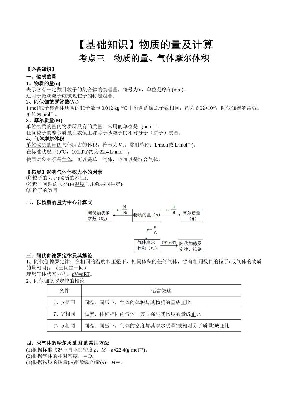 2025年高考化学一轮复习考点专项集训-考点一物质的量、气体摩尔体积（解析版）.docx_第1页