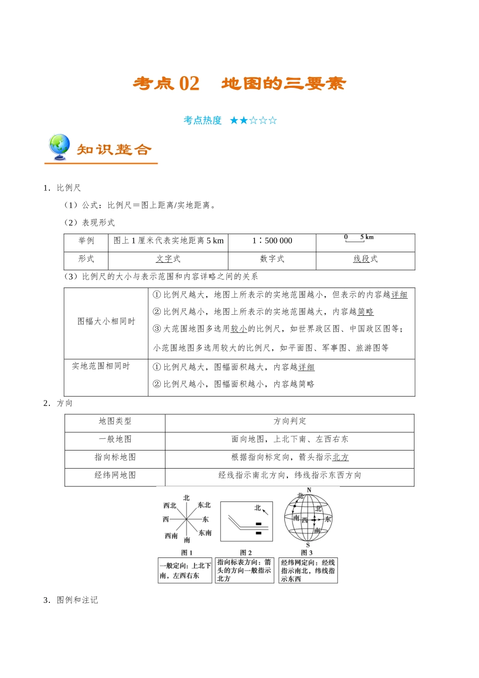 2025年考点一遍过高考地理-考点02地图的三要素.doc_第1页
