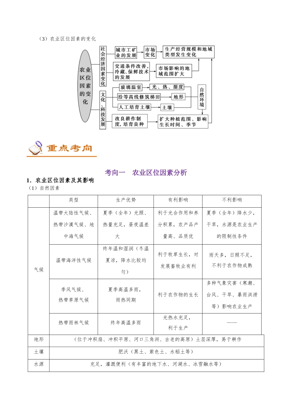 2025年考点一遍过高考地理-考点32农业区位因素.doc_第2页