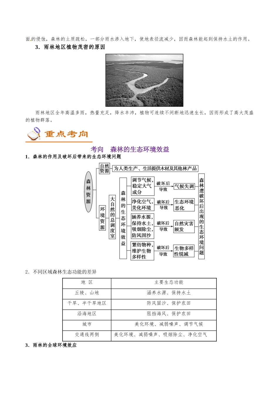 2025年考点一遍过高考地理-考点45森林的生态环境效益.doc_第3页