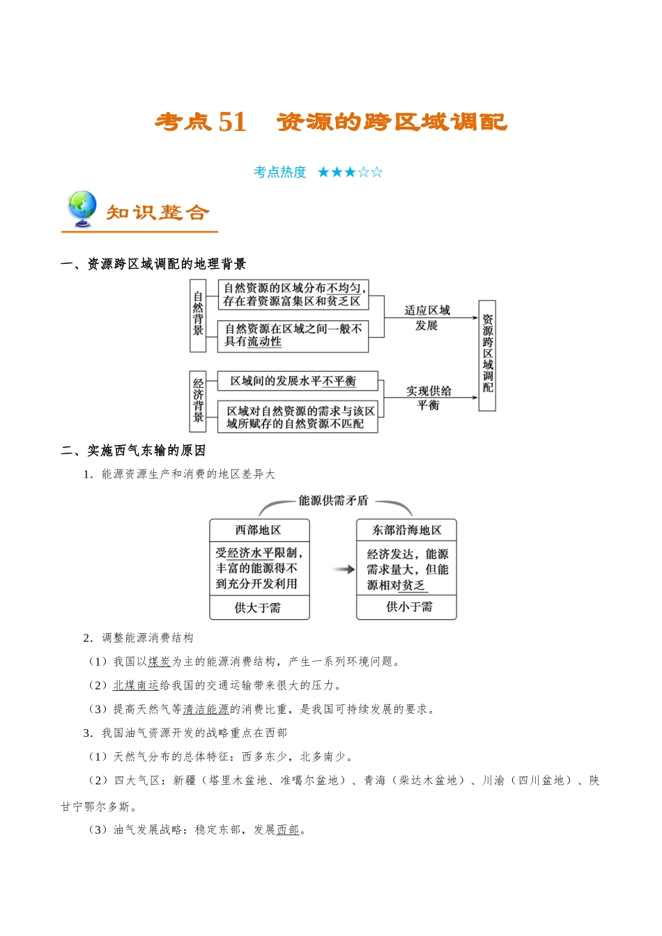 2025年考点一遍过高考地理-考点51资源的跨区域调配.doc_第1页