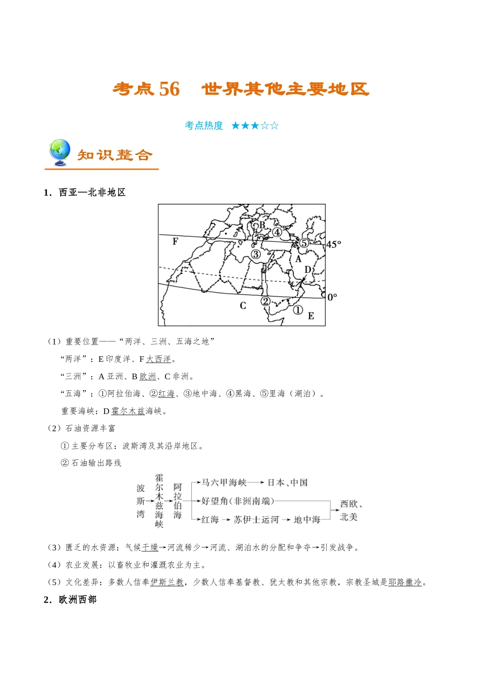 2025年考点一遍过高考地理-考点56世界其他主要地区.doc_第1页