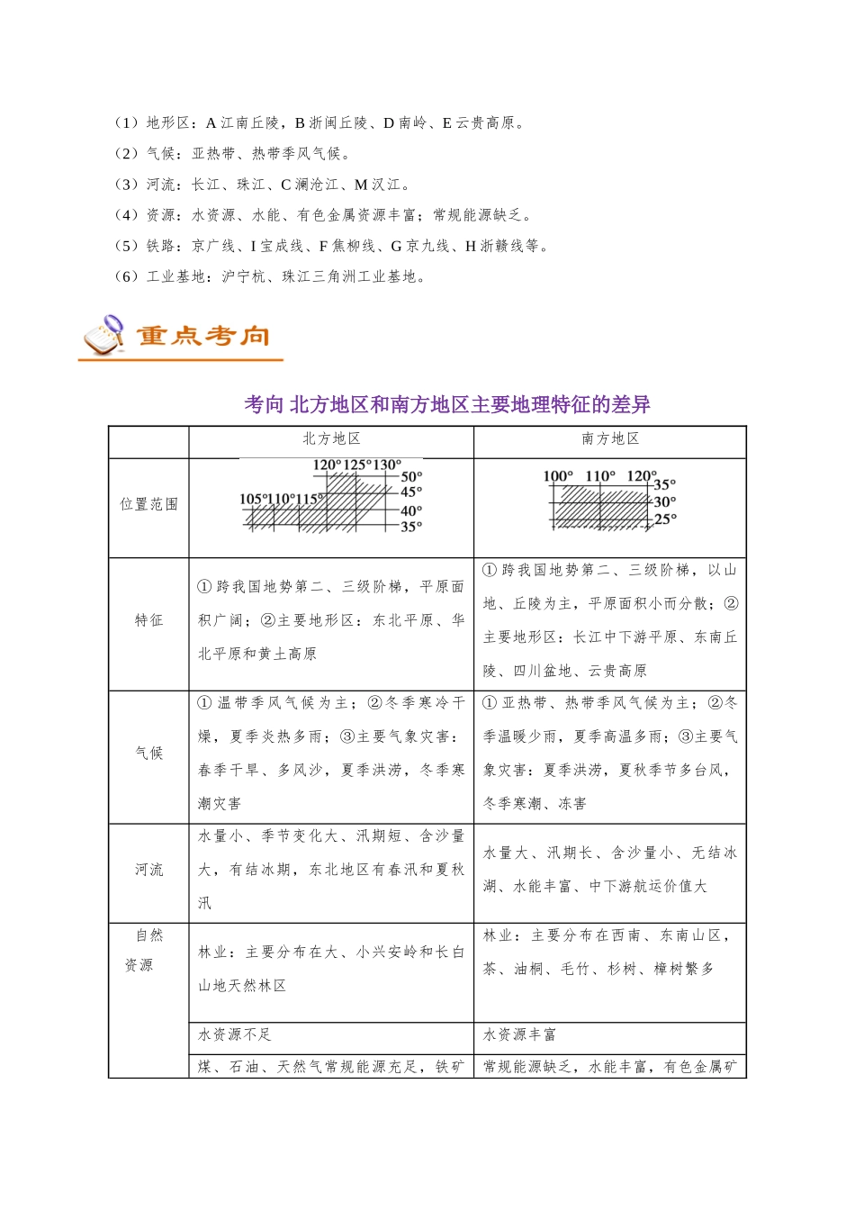 2025年考点一遍过高考地理-考点65北方地区和南方地区.doc_第2页