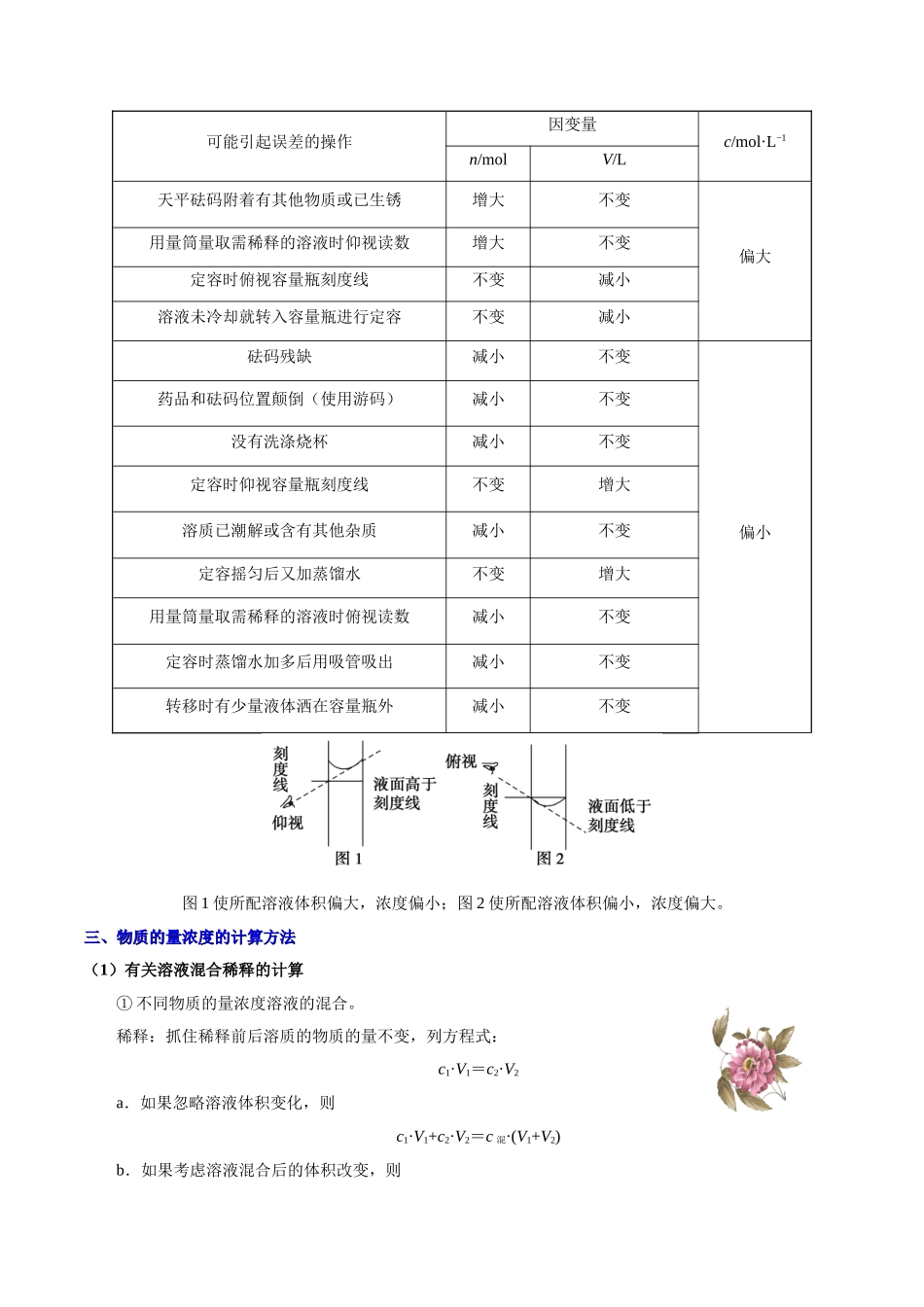 2025年考点一遍过高考化学-考点06一定物质的量浓度溶液的配制与计算.doc_第3页