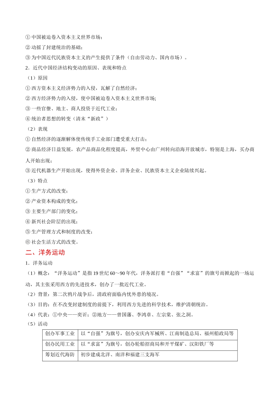 2025年考点一遍过高考历史-考点19晚清中国经济结构的变动和民族工业的曲折发展.doc_第2页