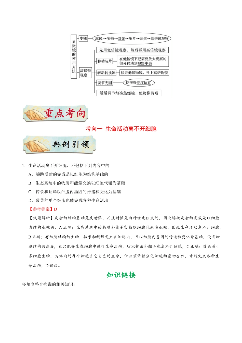 2025年考点一遍过高考生物-考点01生命系统及细胞的多样性和统一性.doc_第3页