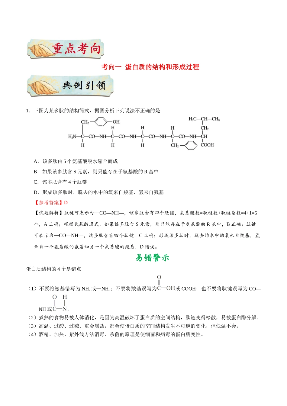 2025年考点一遍过高考生物-考点04细胞中的蛋白质.doc_第2页