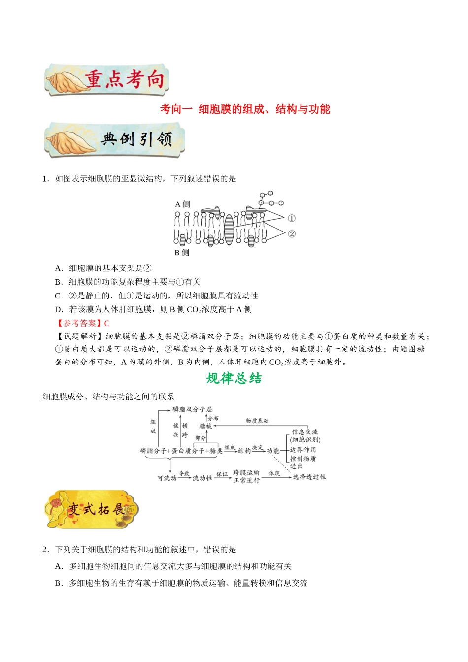 2025年考点一遍过高考生物-考点08细胞膜——系统的边界.doc_第2页