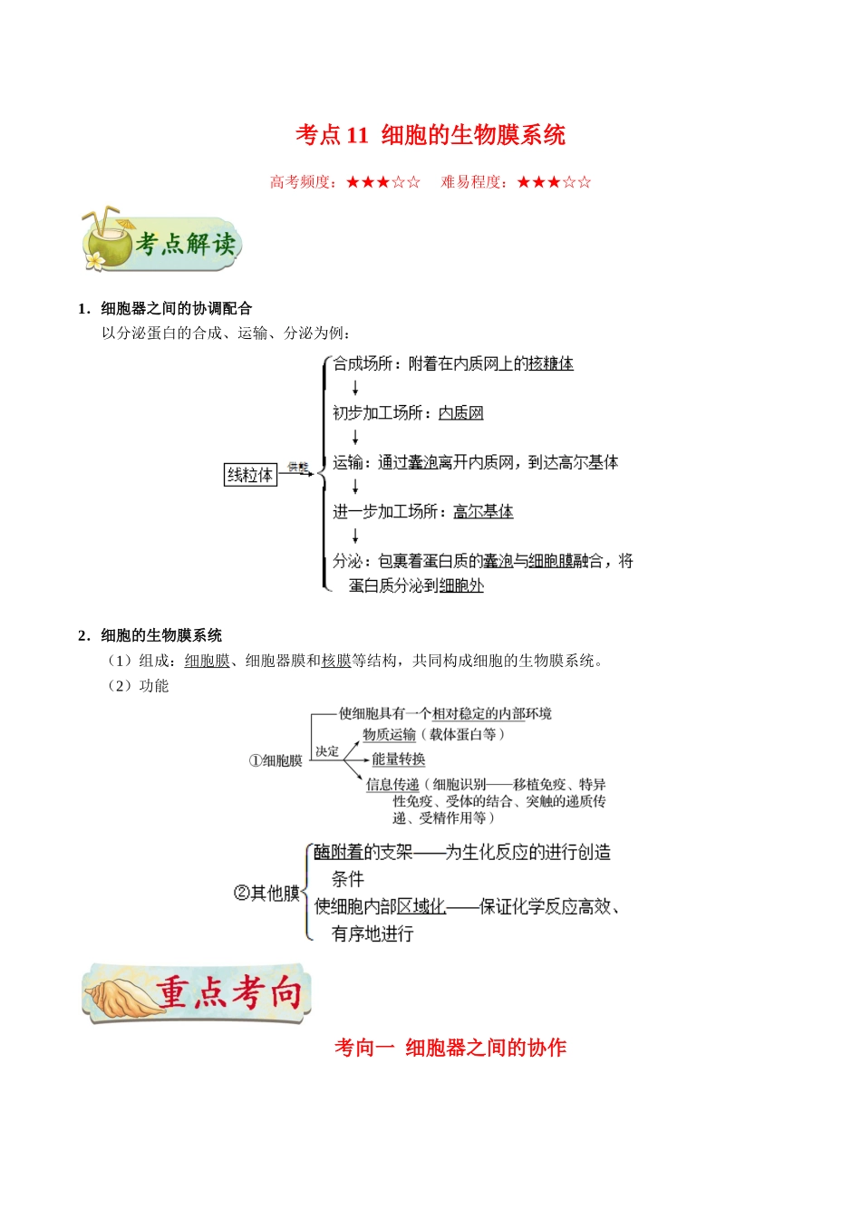 2025年考点一遍过高考生物-考点11细胞的生物膜系统.doc_第1页