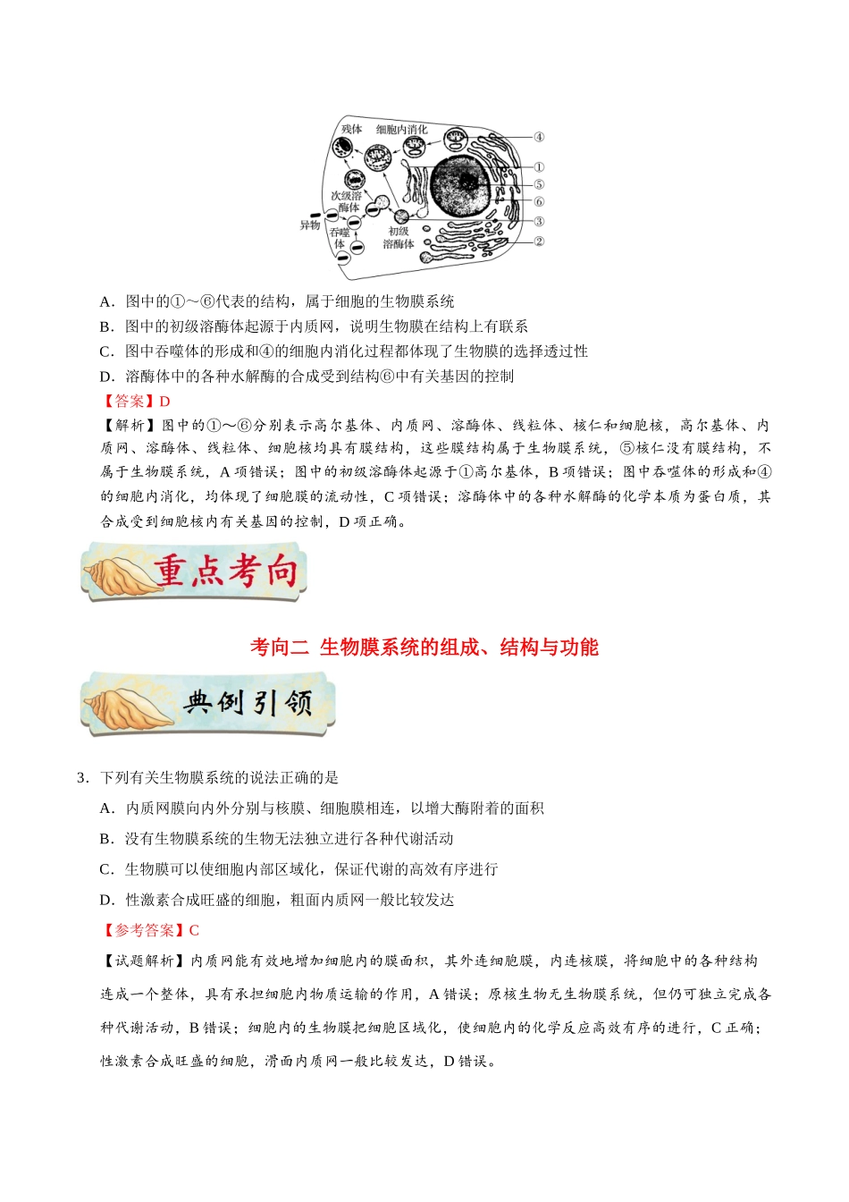 2025年考点一遍过高考生物-考点11细胞的生物膜系统.doc_第3页