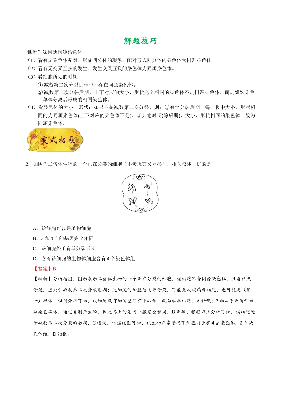 2025年考点一遍过高考生物-考点25减数分裂和受精作用.doc_第3页