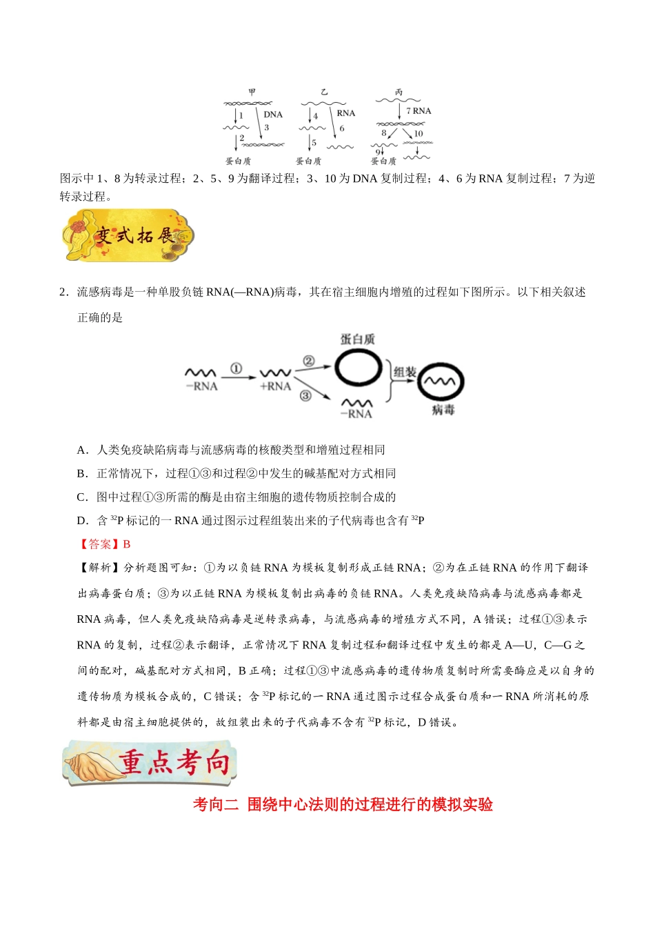 2025年考点一遍过高考生物-考点33中心法则及其发展.doc_第2页