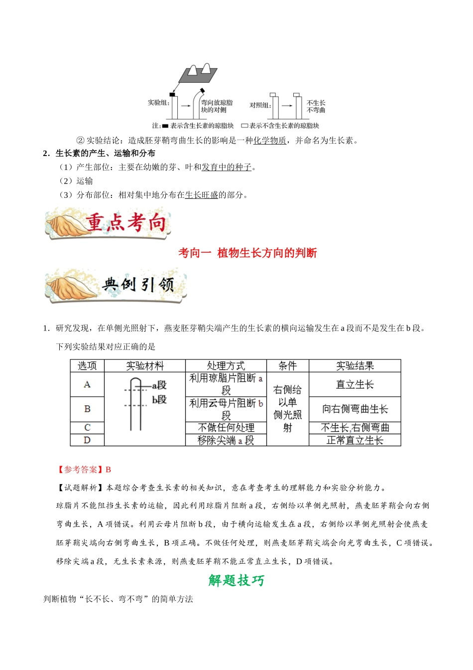2025年考点一遍过高考生物-考点55植物生长素的发现.doc_第2页