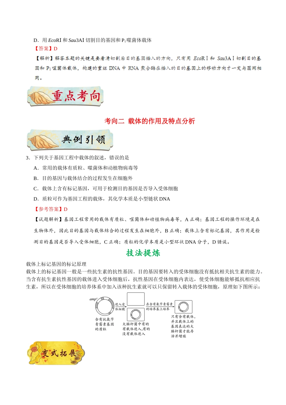 2025年考点一遍过高考生物-考点79基因工程（一）公众号：好未来试卷下载.doc_第3页