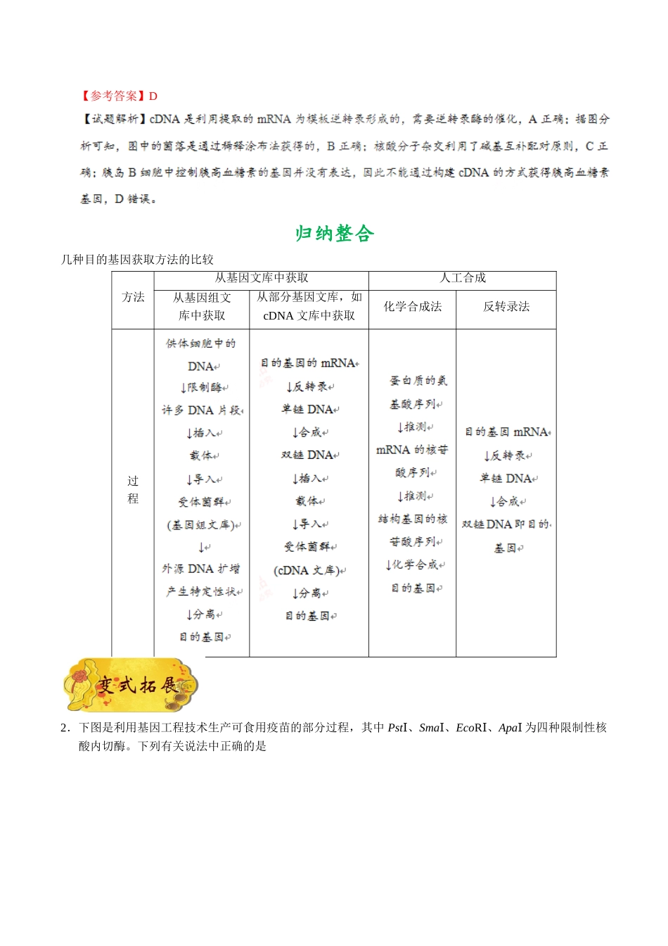 2025年考点一遍过高考生物-考点81基因工程（二）公众号：好未来试卷下载.doc_第3页