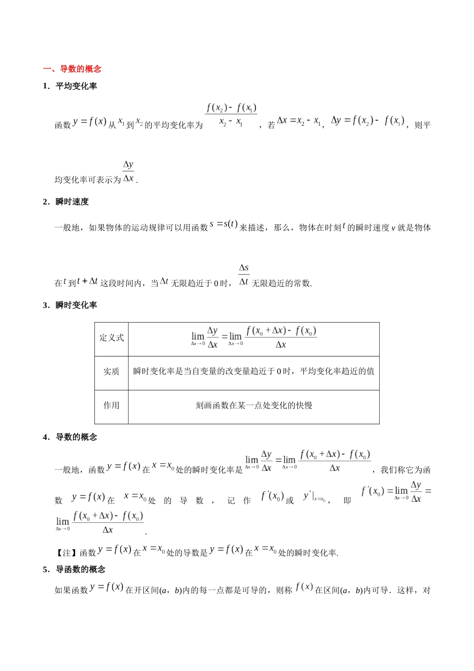 2025年考点一遍过高考文科数学-考点11导数的概念及计算.docx_第2页