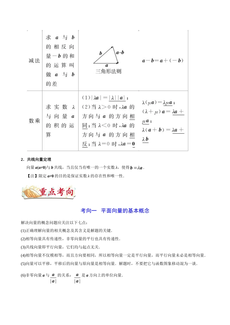 2025年考点一遍过高考文科数学-考点17平面向量的概念及其线性运算.doc_第3页