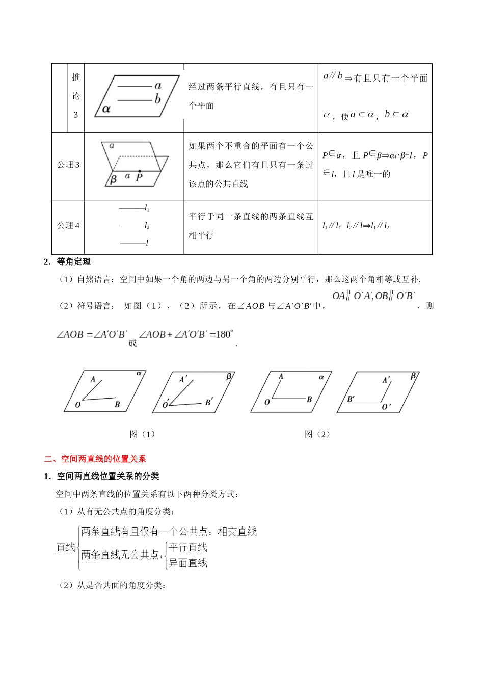 2025年考点一遍过高考文科数学-考点29空间点、直线、平面之间的位置关系.docx_第2页