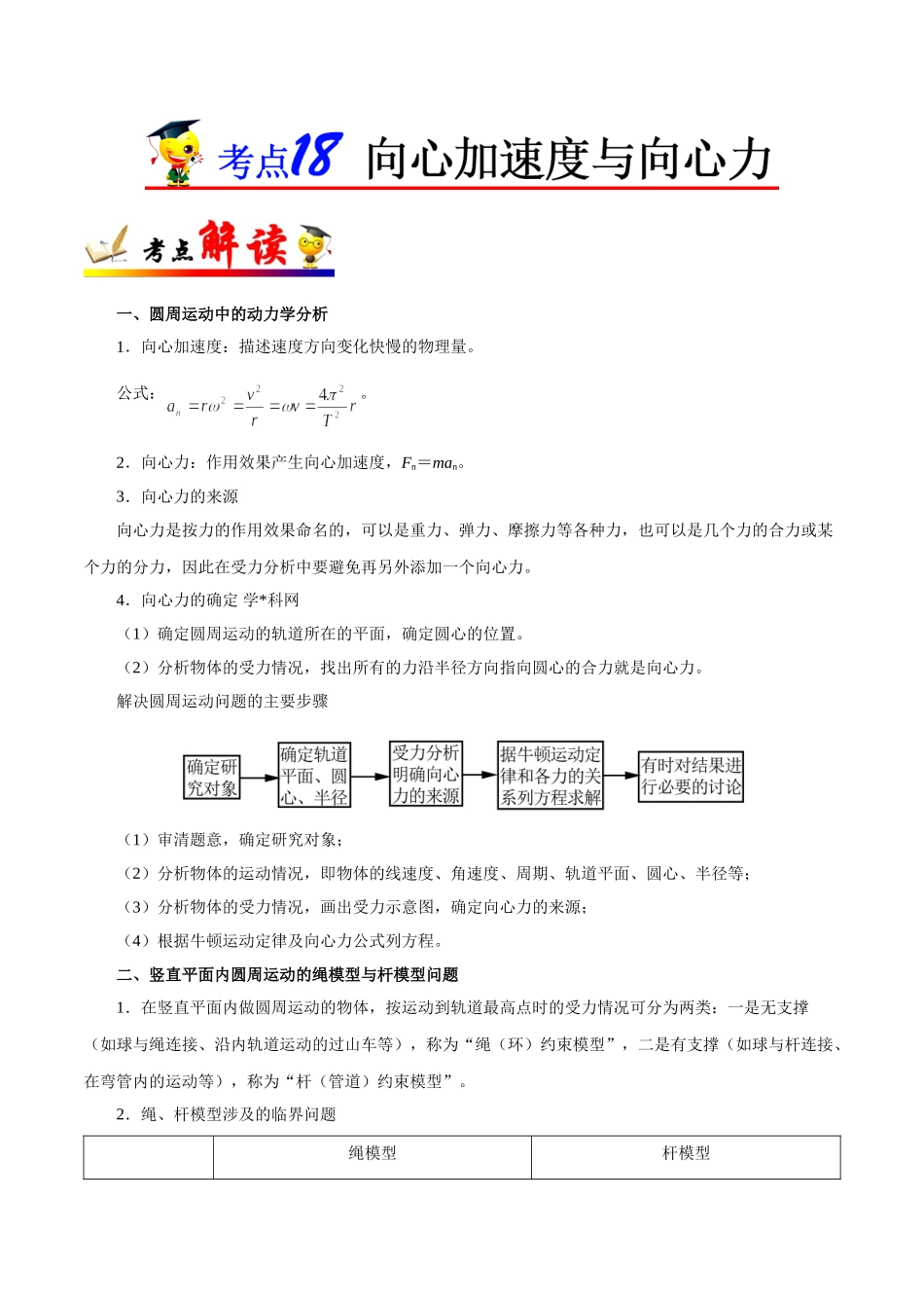 2025年考点一遍过高考物理学-考点18向心加速度与向心力.doc_第1页