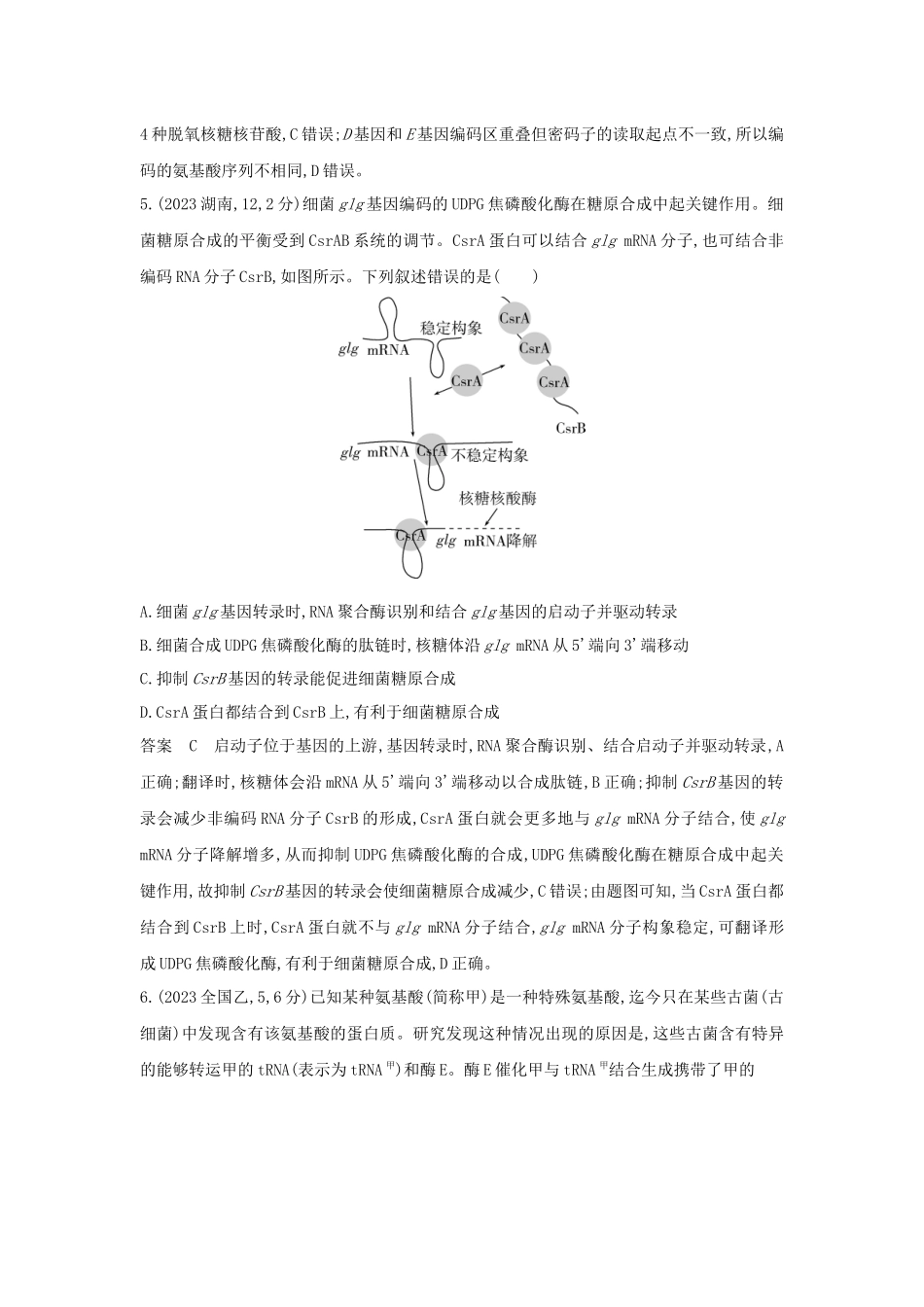 2026版53高考总复习A版生物-真题分类第10章基因的表达.docx_第3页