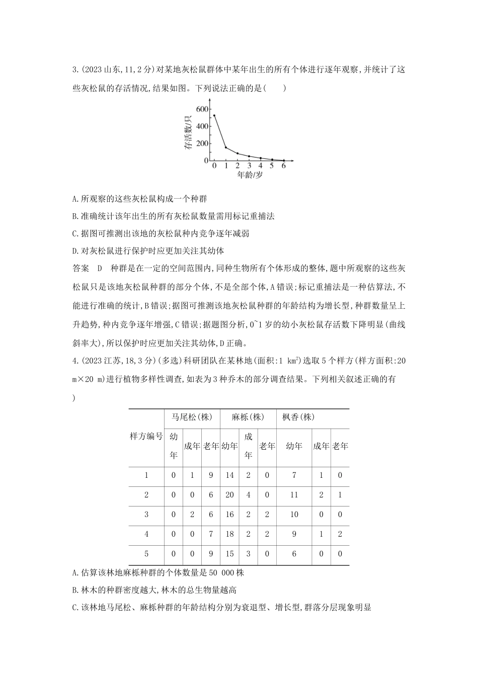 2026版53高考总复习A版生物-真题分类第18章种群及其动态.docx_第2页