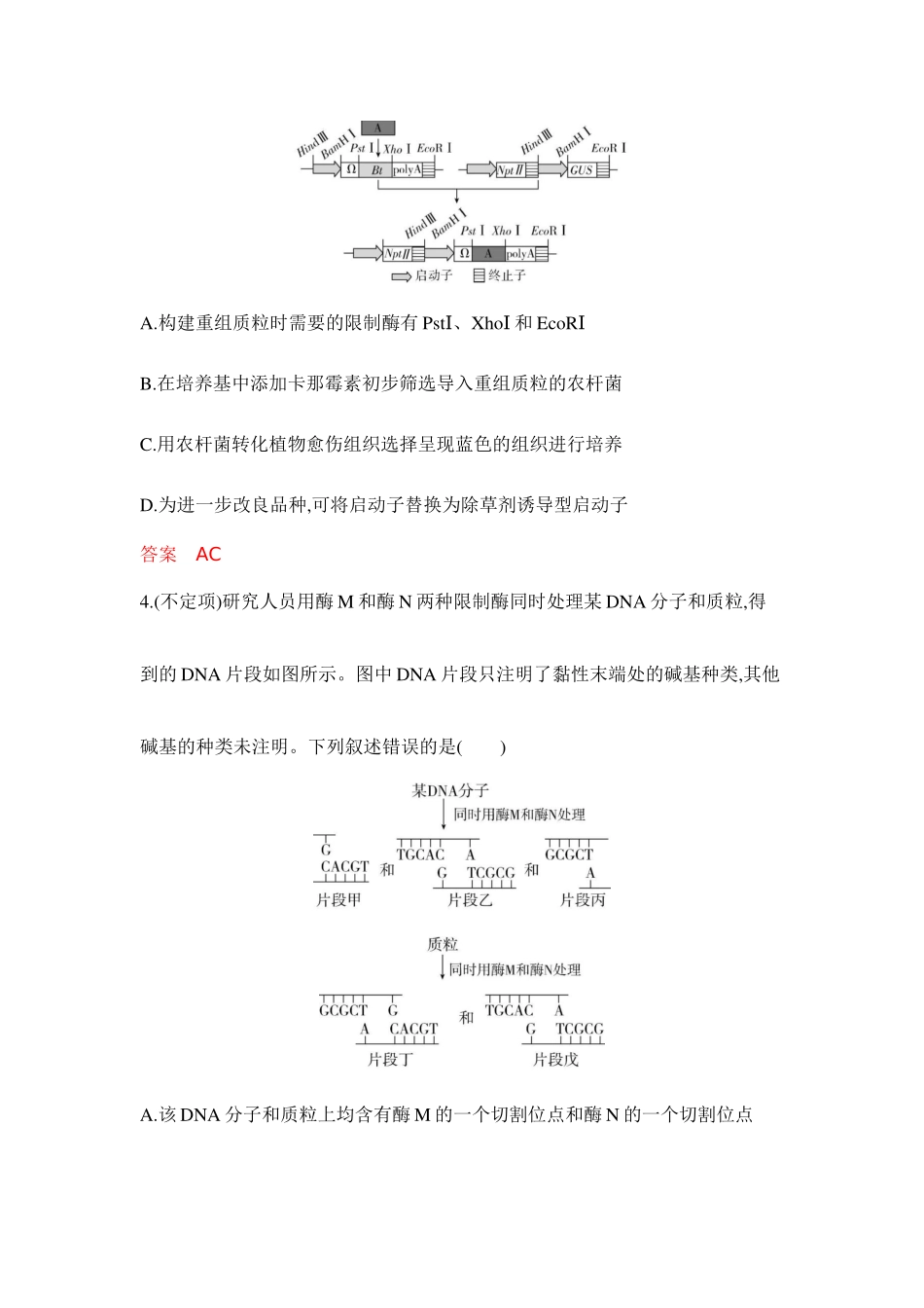 2026版53高考总复习A版生物-专题过关检测练-第24章基因工程.docx_第3页