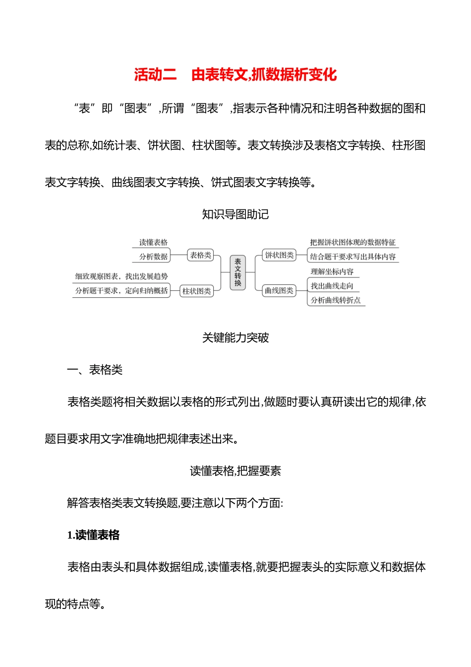 2026版高中全程复习方略语文强基版-专题七第三节第10讲活动二由表转文,抓数据析变化.docx_第1页