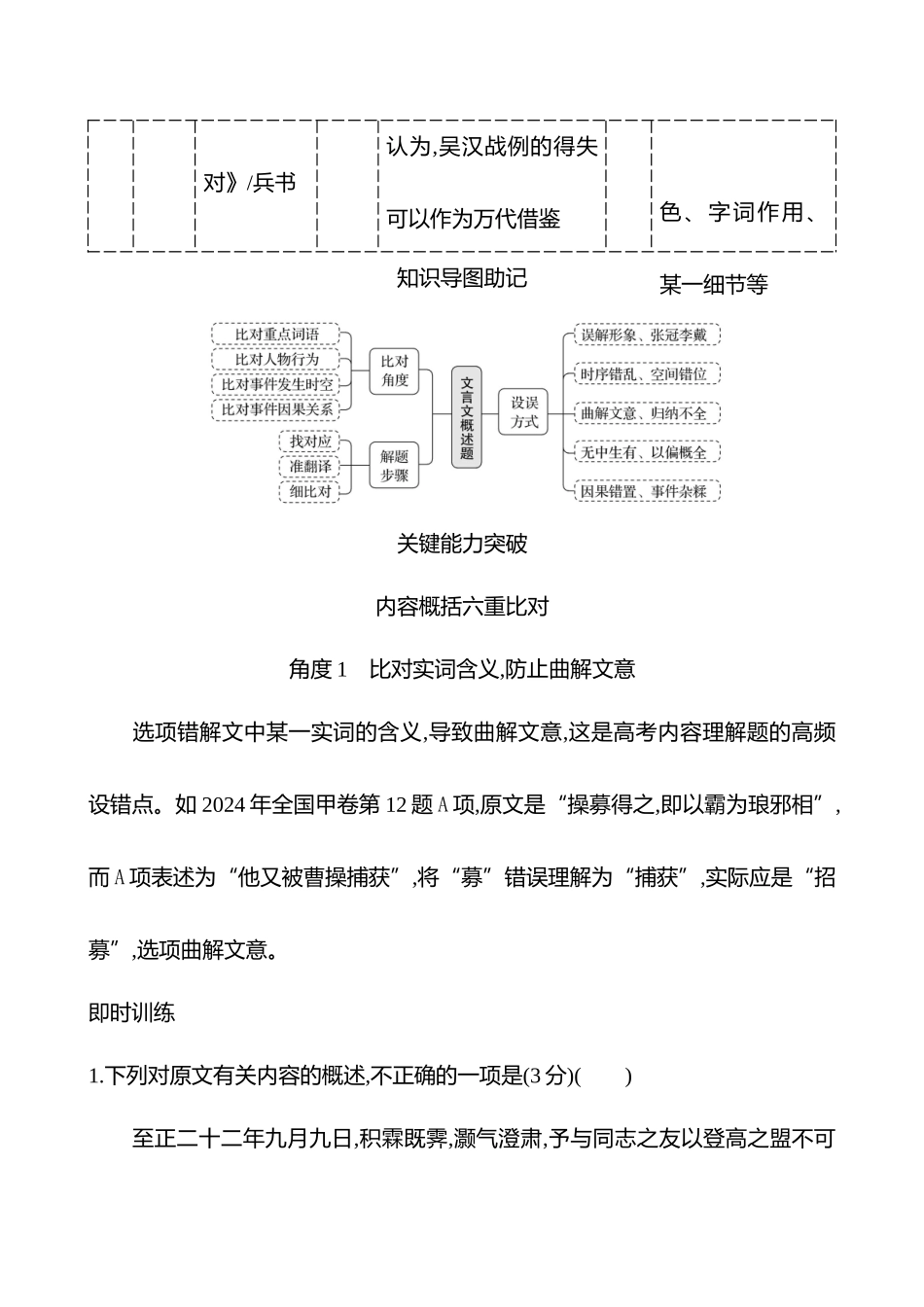 2026版高中全程复习方略语文强基版-专题四第四节第3讲题文比对,内容概述分析.docx_第3页