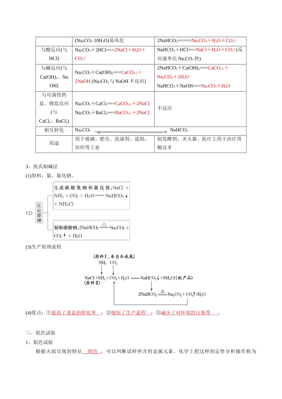第2章海水中的重要元素——钠和氯-高中化学全册必背章节知识清单（新人教版必修第一册）（教师版）.docx_第3页