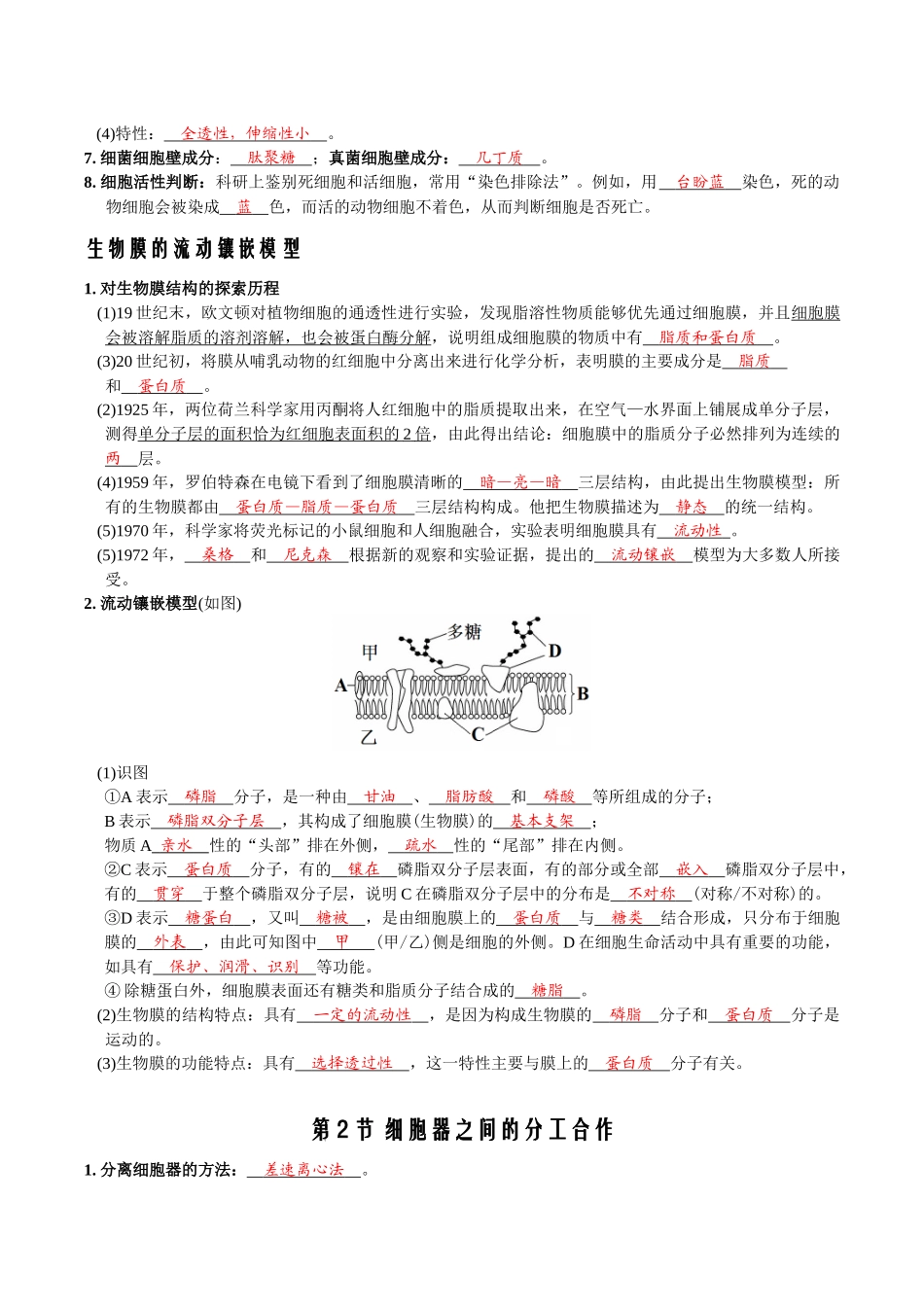第3章细胞的基本结构-【必背知识】高一生物章节知识梳理（人教版必修第一册）（背诵版）.docx_第2页