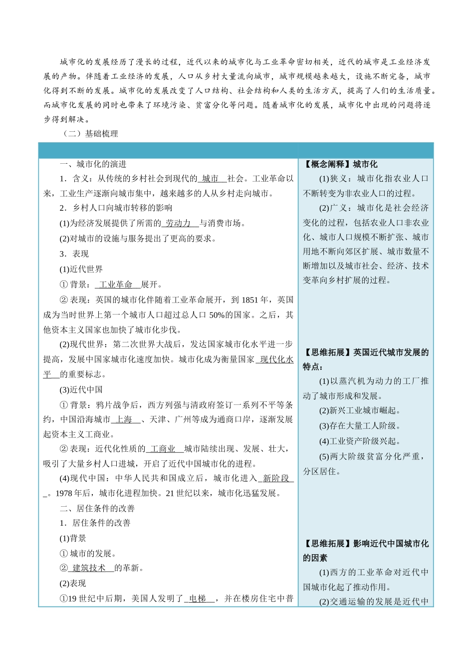第11课近代以来的城市化进程-选择性必修2：经济与社会生活）.docx_第2页