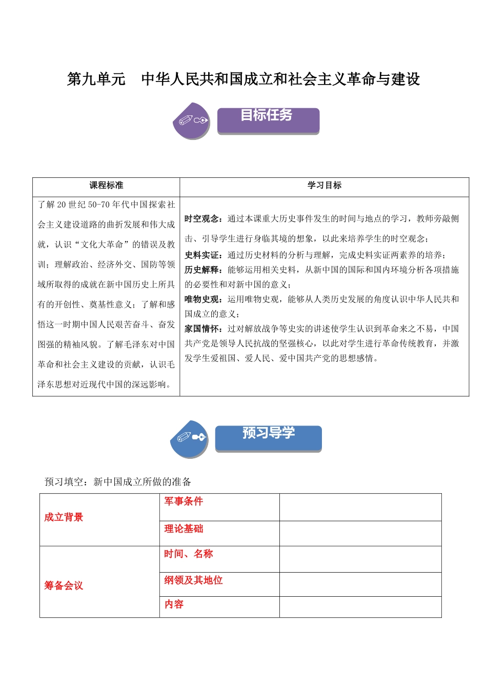 第25、26课中华人民共和国成立和社会主义革命与建设（学案）-（中外历史纲要上册）.docx_第1页