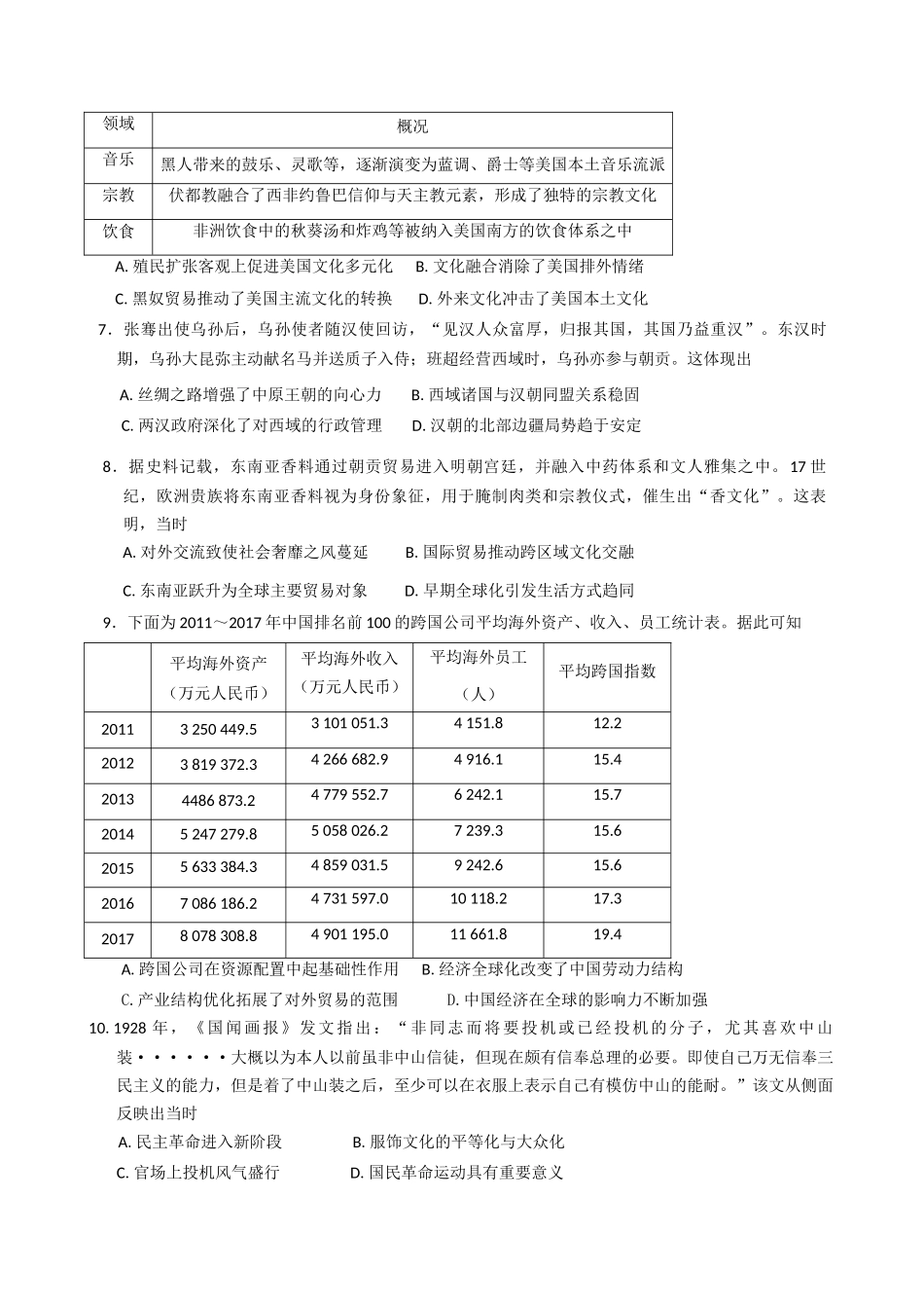河北石家庄市七县2024-2025学年高二下学期期中联考历史试卷（含答案）.docx_第2页