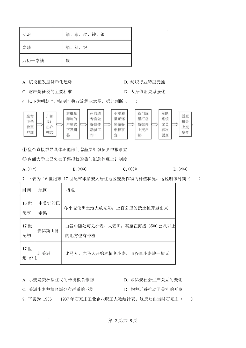内蒙古自治区巴彦淖尔市第一中学2024-2025学年高二下学期期中考试历史试题.docx_第2页