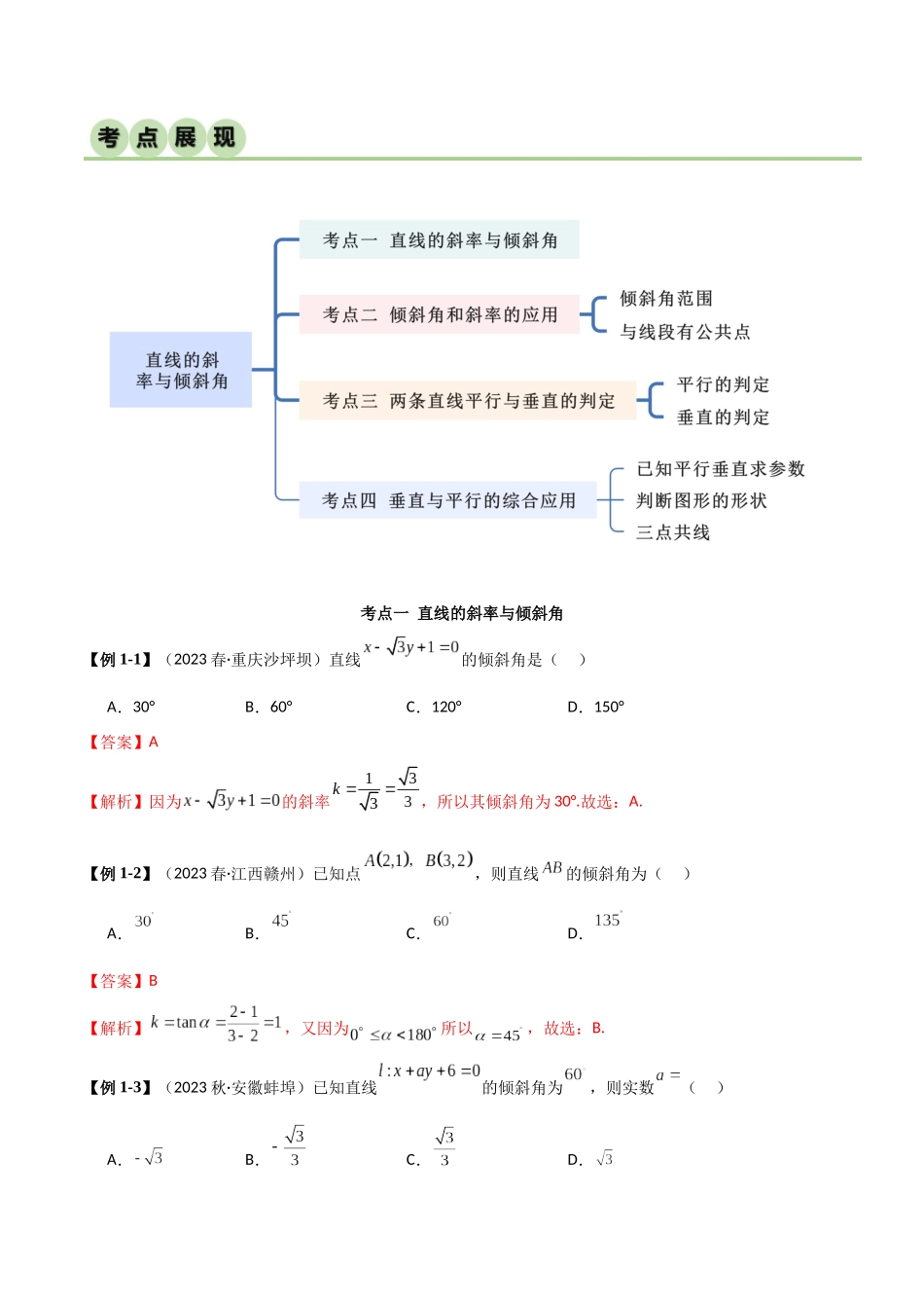 人教版高中数学精讲精练选择性必修一-2.1直线的斜率与倾斜角（精讲）（解析版）.docx_第2页