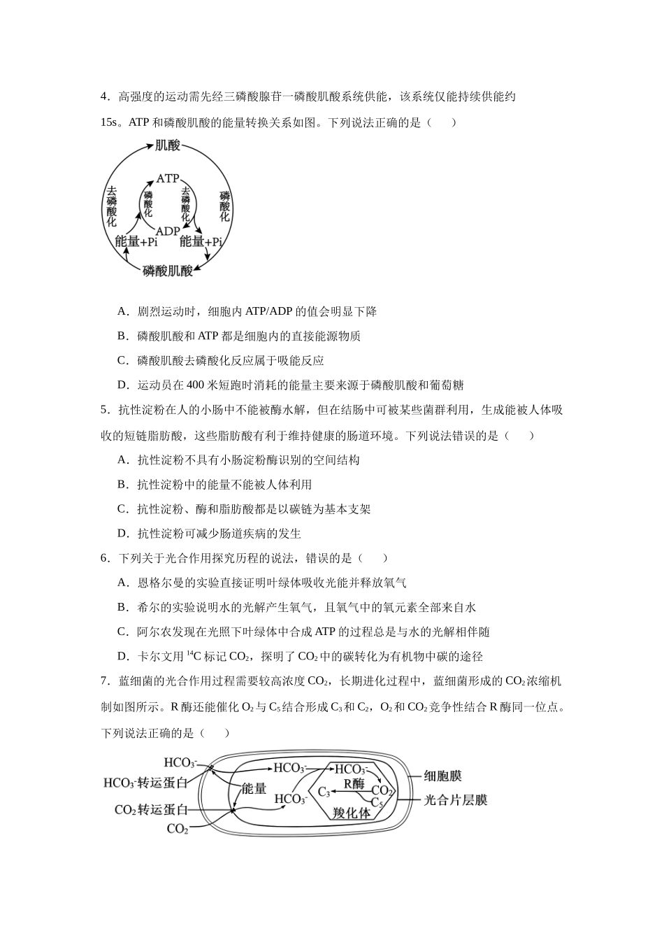 山东省新高考联合体2024—2025学年高三上学期质量测评10月联考生物试题.docx_第2页