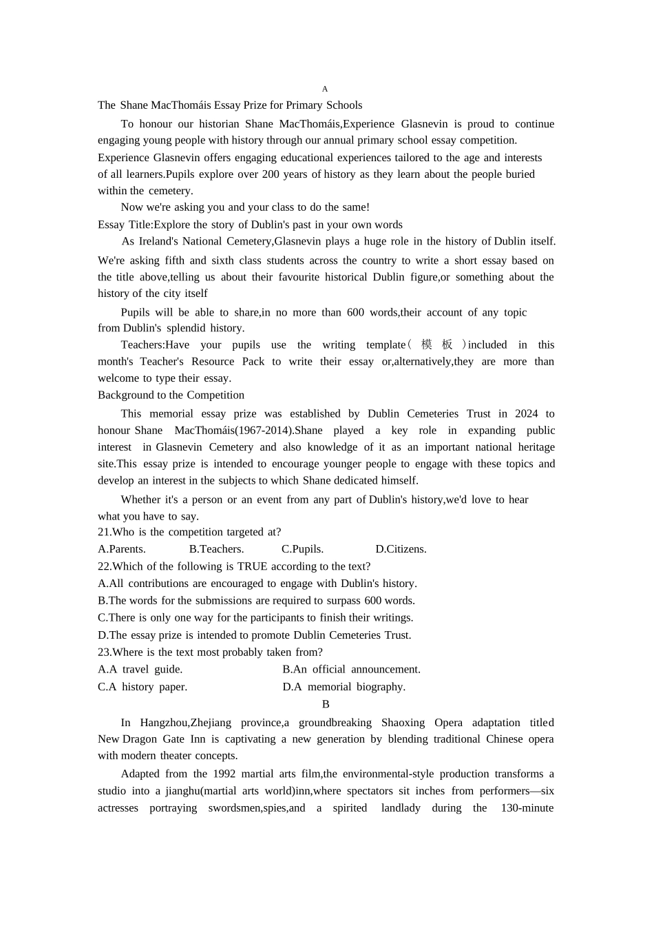 英语试卷+答案【浙江卷】浙江省六校（杭州二中温州中学金华一中绍兴一中舟山中学衢州二中）联盟2025届高三5月模拟预测卷（5.21-5.23）.docx_第3页