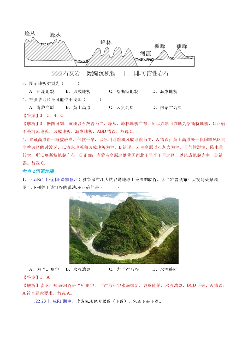 专题04地貌（学考通关卷）（解析版）-【学考复习】2024年高考地理学业水平考试考点归纳.docx_第2页