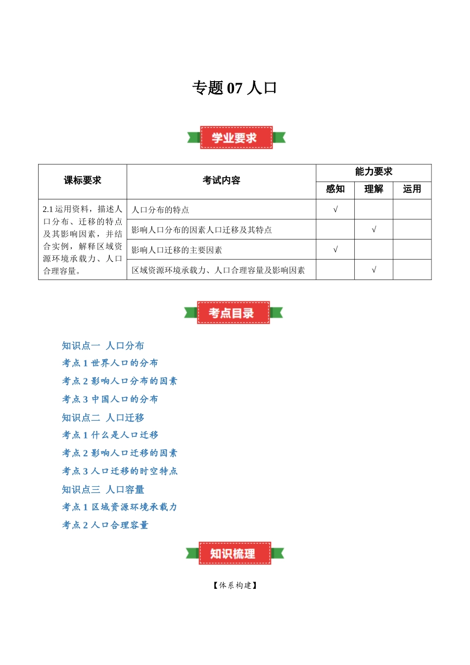 专题07人口（知识梳理）-【学考复习】2024年高考地理学业水平考试考点归纳.docx_第1页