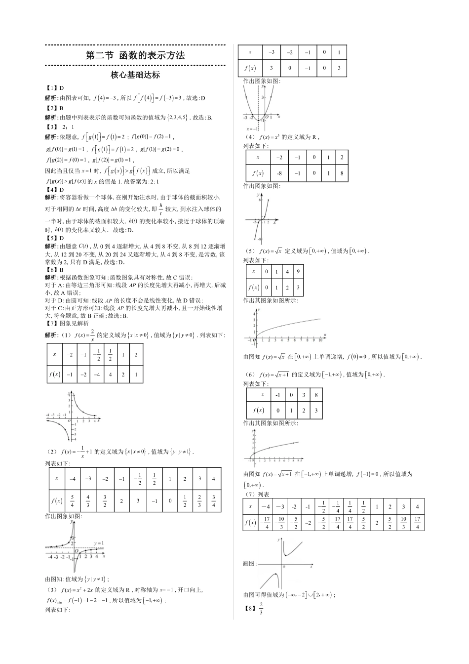 2025高中数学全练一本通(必修一)函数的概念与性质分章节-第2节函数的表示方法—答案版.pdf_第1页