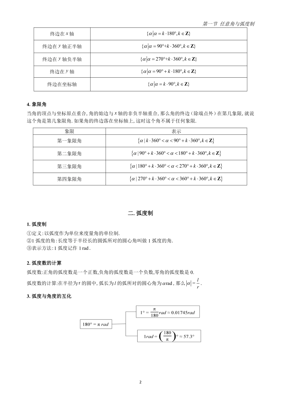 2025高中数学全练一本通(必修一)三角函数-第1节任意角与弧度制(原卷版).pdf_第2页