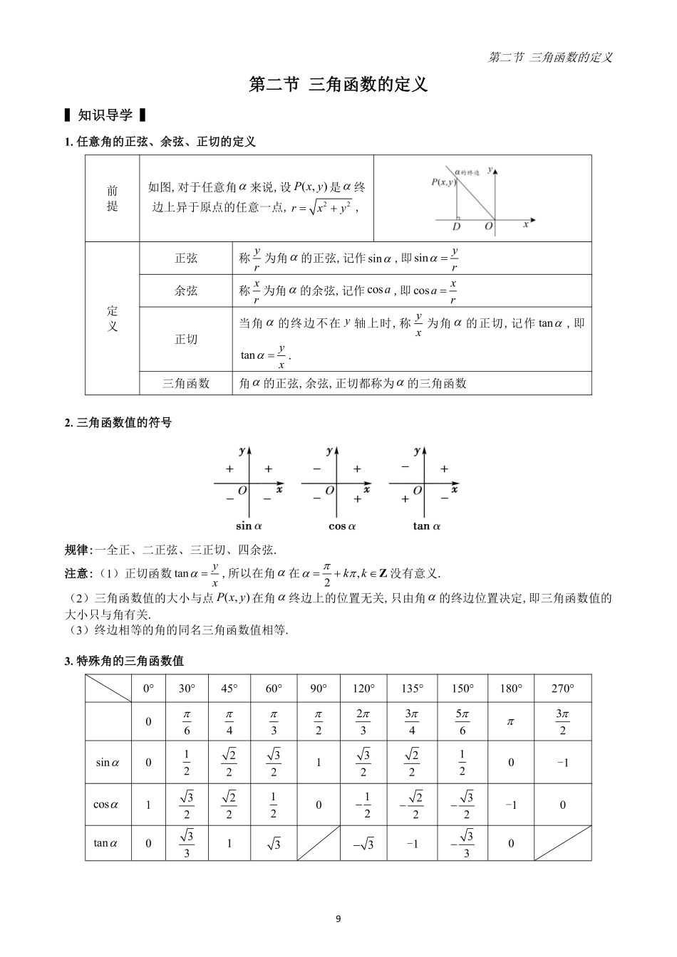 2025高中数学全练一本通(必修一)三角函数-第2节三角函数的定义(原卷版).pdf_第1页