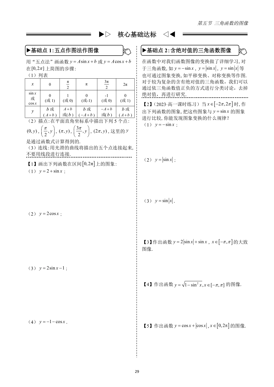 2025高中数学全练一本通(必修一)三角函数-第5节三角函数的图像(原卷版).pdf_第2页