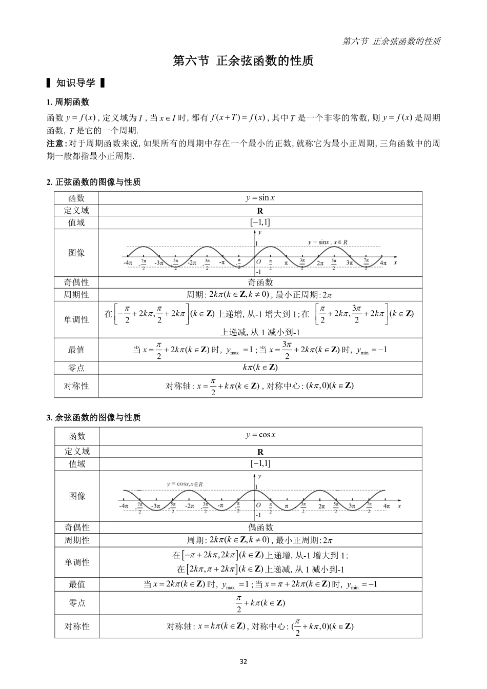 2025高中数学全练一本通(必修一)三角函数-第6节三角函数的性质(原卷版).pdf_第1页