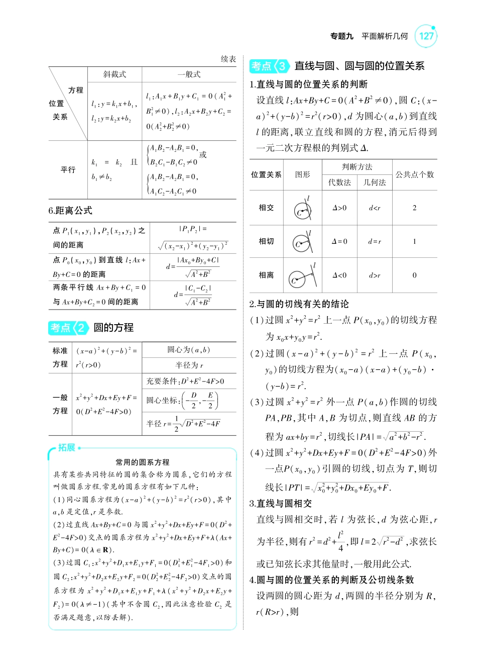 2025新高考版总复习数学考点清单-1_9.1直线和圆讲解册.pdf_第3页