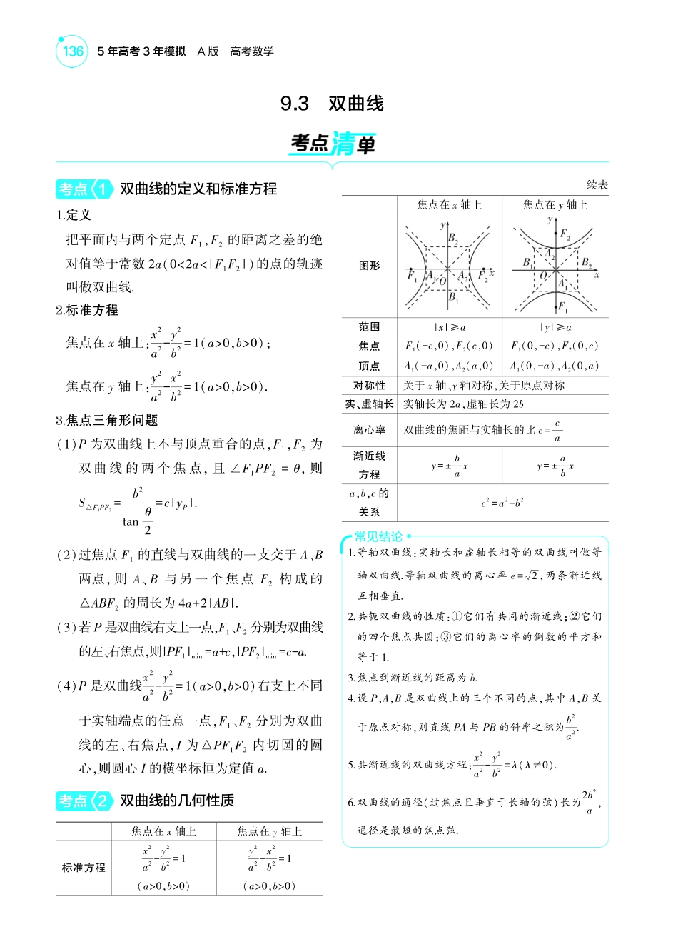 2025新高考版总复习数学考点清单-1_9.3双曲线讲解册.pdf_第1页