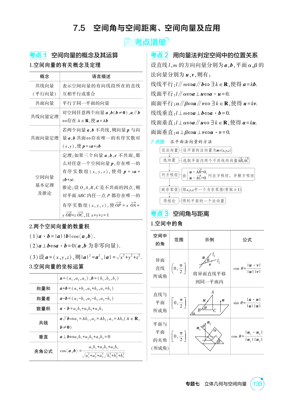 2026版53高考总复习A版数学-75空间角与空间距离空间向量及应用.pdf_第1页