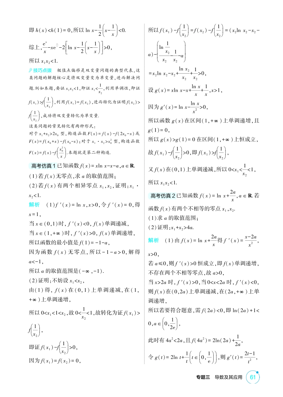 2026版53高考总复习A版数学-333链接高考4导数中的双变量问题.pdf_第2页