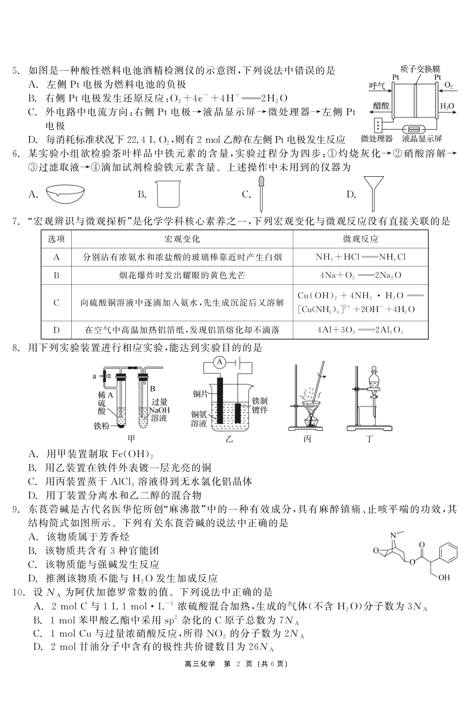 广东省深圳外国语学校2025届高三上学期第四次月考化学试题.pdf_第2页