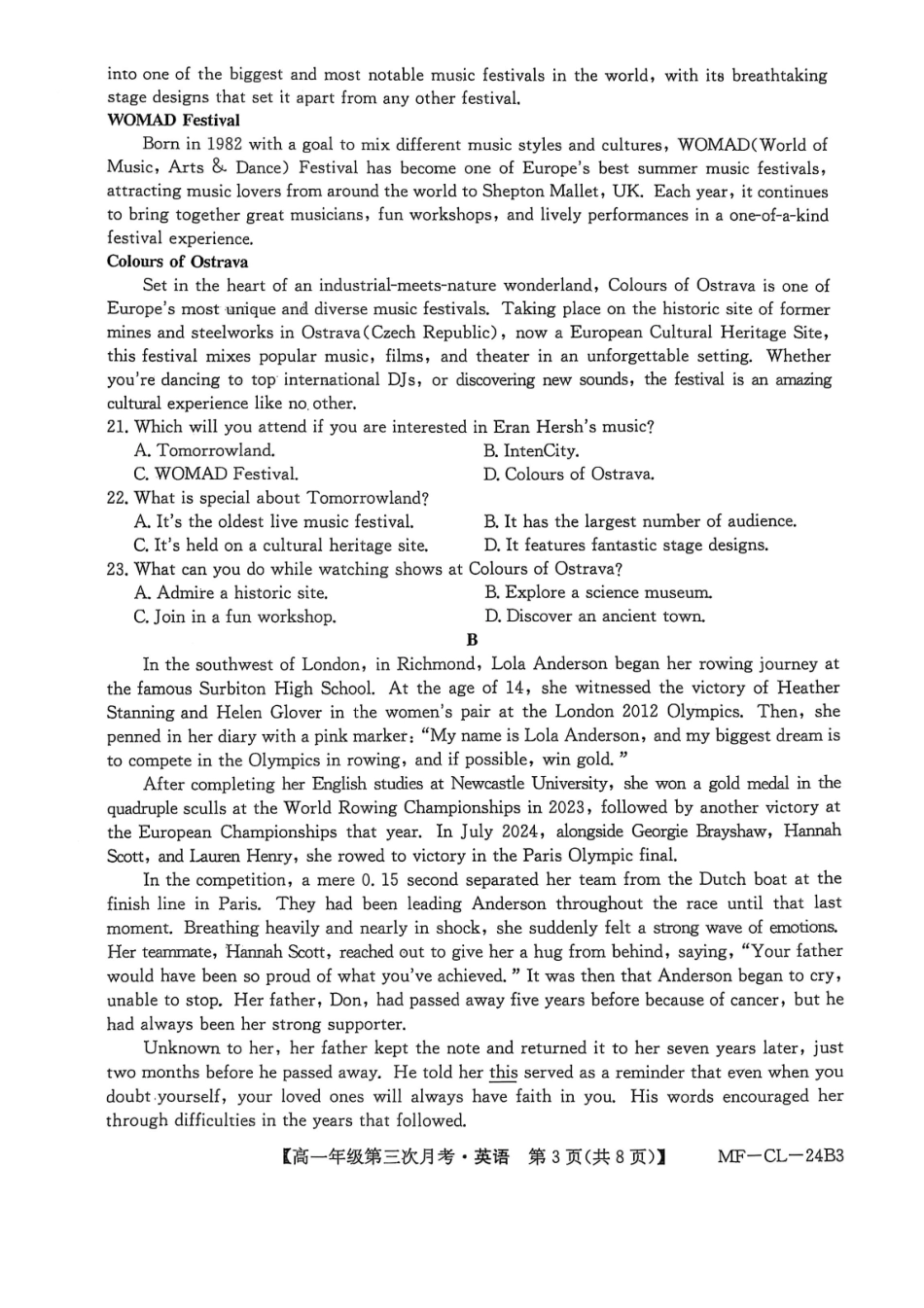 河北省沧州市四县联考2024-2025学年高一下学期6月月考英语试题.pdf_第3页